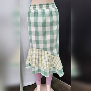 Urban outfitters green check unbalanced skirts